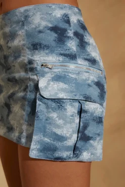 Oh Polly Skirts & Skorts | Co-Ords^A-Line Cargo Mini Skirt in Blue Print BluePrint