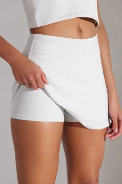 Oh Polly Matching Sets^A-Line Mini Skort in Heather Grey HeatherGrey