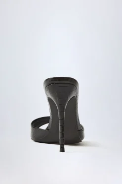 Oh Polly Fall Outfits | Party Dresses^Almond-Toe Heeled Mules in Croc Patent Black CrocPatentBlack