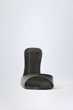 Oh Polly Fall Outfits | Party Dresses^Almond-Toe Heeled Mules in Croc Patent Black CrocPatentBlack