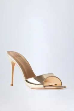 Oh Polly Fall Outfits | Party Dresses^Almond-Toe Heeled Mules in Mirrored Gold MirroredGold
