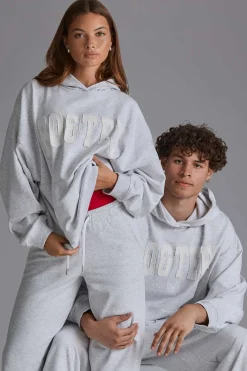 Oh Polly Tracksuits | Sweatshirts^Appliqué Oversized Hoodie in Grey Marl GreyMarl