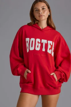 Oh Polly Tracksuits | Sweatshirts^Appliqué Oversized Hoodie in Cherry Red CherryRed