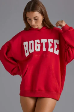 Oh Polly Tracksuits | Sweatshirts^Appliqué Oversized Hoodie in Cherry Red CherryRed