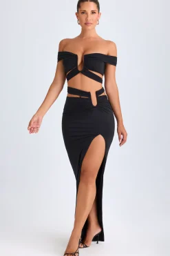 Oh Polly Skirts & Skorts | Co-Ords^Asymmetric Cut-Out Maxi Skirt in Black