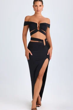 Oh Polly Skirts & Skorts | Co-Ords^Asymmetric Cut-Out Maxi Skirt in Black