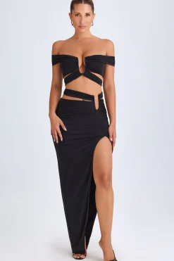 Oh Polly Skirts & Skorts | Co-Ords^Asymmetric Cut-Out Maxi Skirt in Black