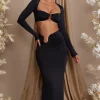 Oh Polly Skirts & Skorts | Co-Ords^Asymmetric Draped Maxi Skirt in Black