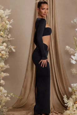 Oh Polly Skirts & Skorts | Co-Ords^Asymmetric Draped Maxi Skirt in Black
