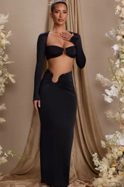 Oh Polly Skirts & Skorts | Co-Ords^Asymmetric Draped Maxi Skirt in Black
