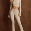 Oh Polly Bottoms | Co-Ords^Asymmetric Draped Mid-Rise Flared Trousers in Light Grey LightGrey