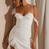 Oh Polly Bride To Be | Georgette And Chiffon^Asymmetric Draped Mini Dress in White