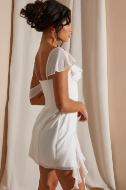 Oh Polly Bride To Be | Georgette And Chiffon^Asymmetric Draped Mini Dress in White