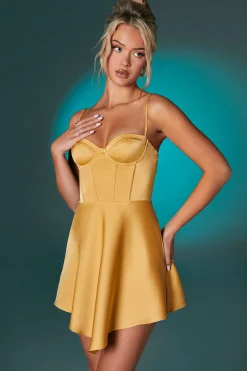 Oh Polly Women'S Clothing Sale - $65 And Under | Women'S Clothing Sale - $40 And Under^Asymmetric Hem Corset Mini Dress in Gold