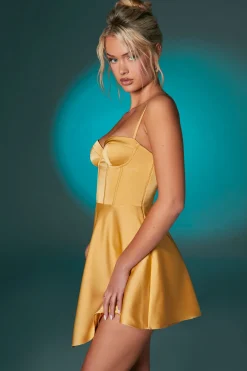 Oh Polly Women'S Clothing Sale - $65 And Under | Women'S Clothing Sale - $40 And Under^Asymmetric Hem Corset Mini Dress in Gold