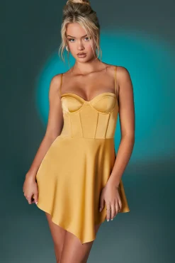 Oh Polly Women'S Clothing Sale - $65 And Under | Women'S Clothing Sale - $40 And Under^Asymmetric Hem Corset Mini Dress in Gold