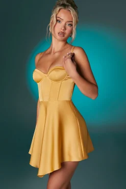 Oh Polly Women'S Clothing Sale - $65 And Under | Women'S Clothing Sale - $40 And Under^Asymmetric Hem Corset Mini Dress in Gold