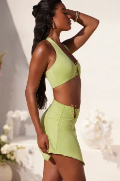 Oh Polly Skirts & Skorts | Co-Ords^Asymmetric Hem Hardware Detail Mini Skirt in Lime Green LimeGreen