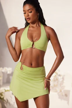 Oh Polly Skirts & Skorts | Co-Ords^Asymmetric Hem Hardware Detail Mini Skirt in Lime Green LimeGreen