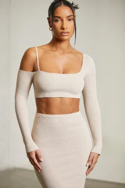 Oh Polly Women'S Clothing Sale - $65 And Under | Women'S Clothing Sale - $40 And Under^Asymmetric Long Sleeve Crop Top in Beige