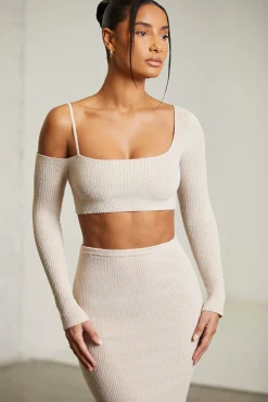 Oh Polly Women'S Clothing Sale - $65 And Under | Women'S Clothing Sale - $40 And Under^Asymmetric Long Sleeve Crop Top in Beige