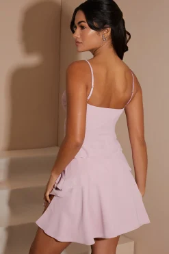Oh Polly Women'S Clothing Sale - $65 And Under^Asymmetric Multi Strap Ruffle Detail Mini Dress in Blush