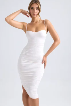 Oh Polly Party Dresses | Bride To Be^Asymmetric Ruched Midi Dress in Ivory
