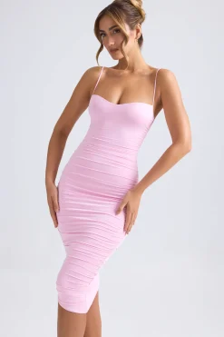 Oh Polly Wedding Guest | Party Dresses^Asymmetric Ruched Midi Dress in Light Pink LightPink