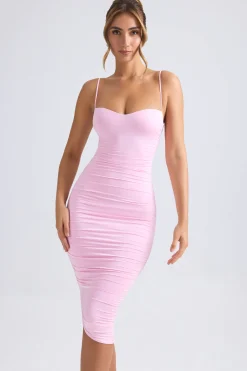 Oh Polly Wedding Guest | Party Dresses^Asymmetric Ruched Midi Dress in Light Pink LightPink