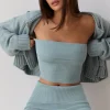 Oh Polly Knitwear | Matching Sets^Bandeau Chunky Knit Crop Top in Dusty Teal DustyTeal