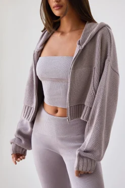 Oh Polly Knitwear | Matching Sets^Bandeau Chunky Knit Crop Top in Dusty Lavender DustyLavender