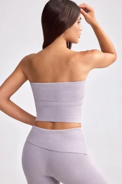 Oh Polly Knitwear | Matching Sets^Bandeau Chunky Knit Crop Top in Dusty Lavender DustyLavender