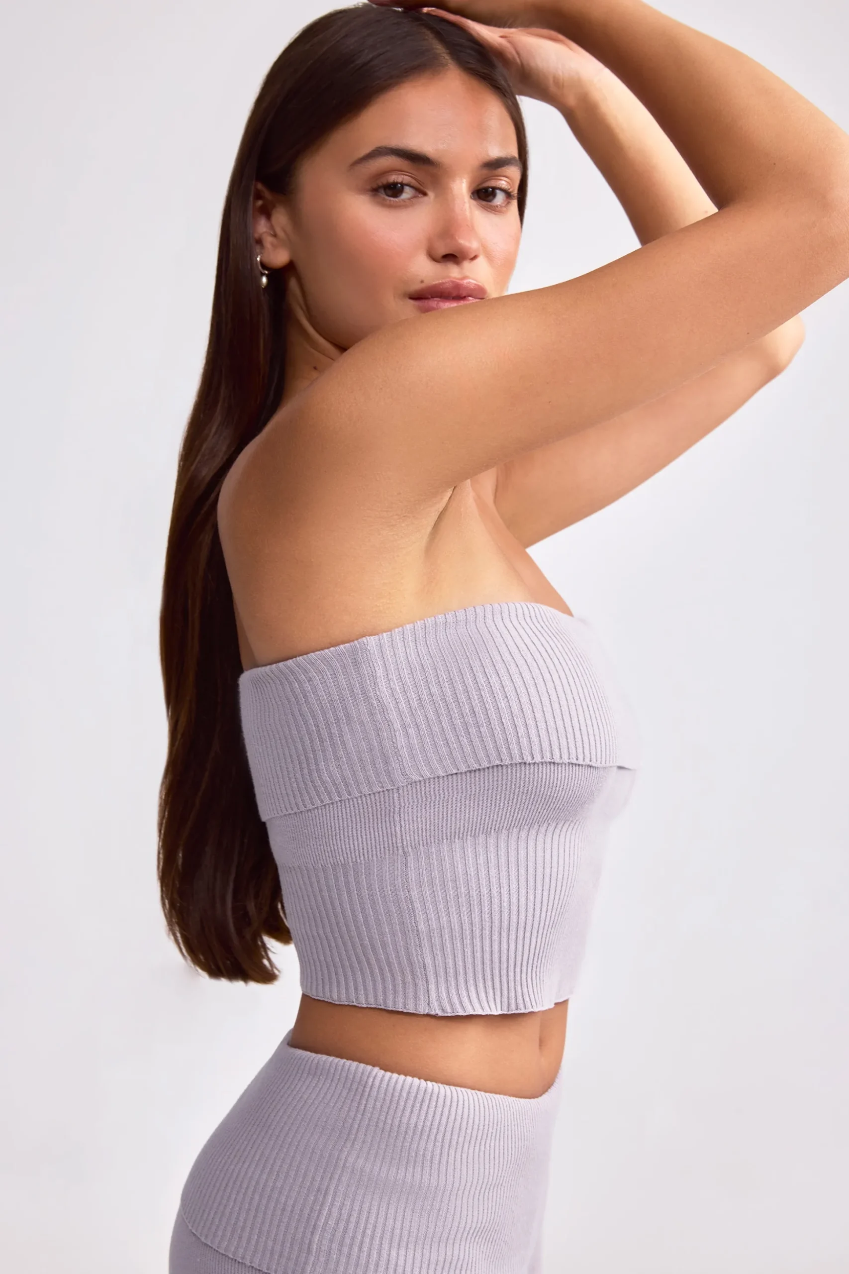 Oh Polly Knitwear | Matching Sets^Bandeau Chunky Knit Crop Top in Dusty Lavender DustyLavender