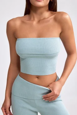 Oh Polly Knitwear | Matching Sets^Bandeau Chunky Knit Crop Top in Dusty Teal DustyTeal