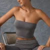 Oh Polly Matching Sets | Tops^Bandeau Crop Top in Washed Charcoal WashedCharcoal