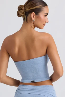 Oh Polly Matching Sets | Tops^Bandeau Crop Top in Washed Blue WashedBlue