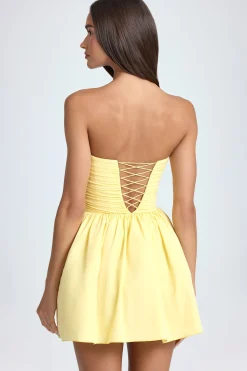 Oh Polly Party Dresses | Birthday^Bandeau Floral-Appliqué Corset Mini Dress in Lemon Sherbet LemonSherbet