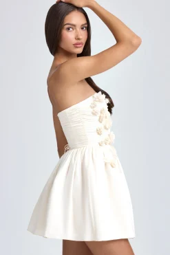 Oh Polly Party Dresses | Bride To Be^Bandeau Floral-Appliqué Corset Mini Dress in Ivory