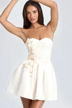 Oh Polly Party Dresses | Bride To Be^Bandeau Floral-Appliqué Corset Mini Dress in Ivory