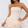 Oh Polly Skirts & Skorts | Party Dresses^Bandeau Ruffled Tiered Corset Mini Dress in Ivory