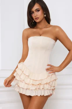 Oh Polly Skirts & Skorts | Party Dresses^Bandeau Ruffled Tiered Corset Mini Dress in Ivory