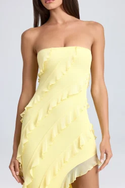Oh Polly Wedding Guest | Homecoming Dresses^Bandeau Ruffle-Trim Maxi Dress in Lemon Sherbet LemonSherbet
