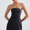 Oh Polly Party Dresses | Holiday Party Dresses & Outfits^Bandeau Structured Tulip Mini Dress in Black