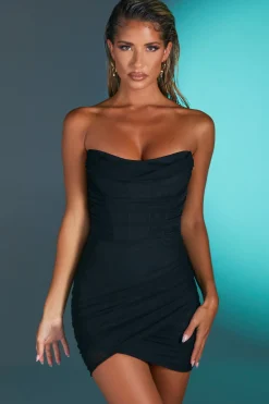Oh Polly Mesh Dresses^Bandeau Wrap Mini Dress in Black