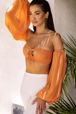 Oh Polly Women'S Clothing Sale - $65 And Under | Women'S Clothing Sale - $40 And Under^Bardot Cut Out Crop Top in Caramel