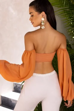 Oh Polly Women'S Clothing Sale - $65 And Under | Women'S Clothing Sale - $40 And Under^Bardot Cut Out Crop Top in Caramel