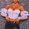Oh Polly Women'S Clothing Sale - $65 And Under | Women'S Clothing Sale - $40 And Under^Bardot Long Ruffle Sleeve Corset Crop Top in Lilac