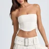 Oh Polly Skirts & Skorts | Co-Ords^Belted Pleated Low-Rise Micro Mini Skirt in Ecru
