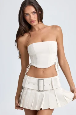 Oh Polly Skirts & Skorts | Co-Ords^Belted Pleated Low-Rise Micro Mini Skirt in Ecru