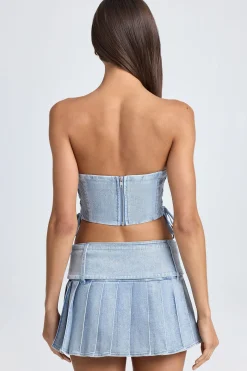 Oh Polly Skirts & Skorts | Co-Ords^Belted Pleated Low-Rise Micro Mini Skirt in Light Blue Stonewash LightBlueStonewash